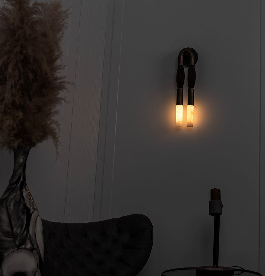 Pony Horse Hair Dark Antique Marble Small Wall Sconce - Heka Lighting & Trading Limited