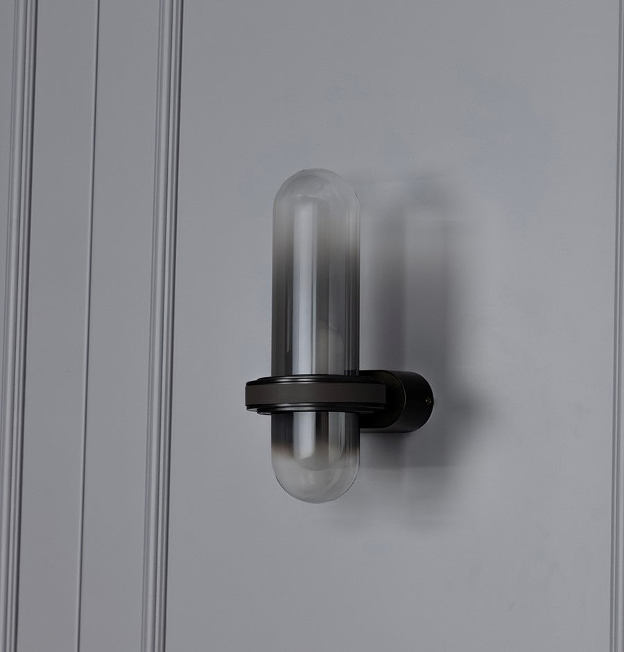 Kabil Single Smoked Glass Gray Wall Sconce 28 Cm - Heka Lighting & Trading Limited