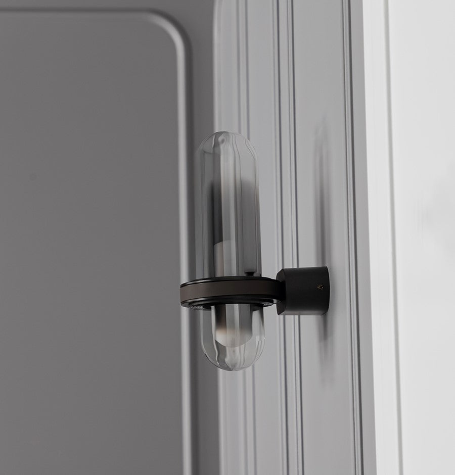 Kabil Single Smoked Glass Gray Wall Sconce 28 Cm - Heka Lighting & Trading Limited