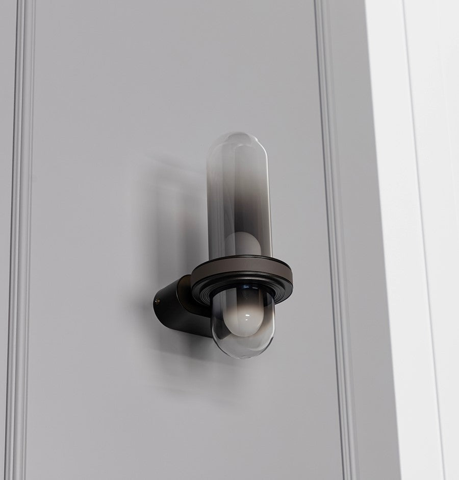 Kabil Single Smoked Glass Gray Wall Sconce 28 Cm - Heka Lighting & Trading Limited