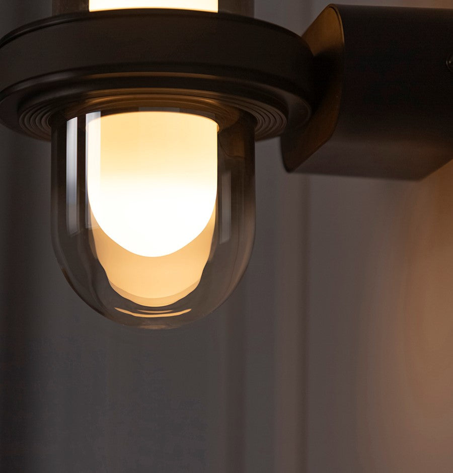 Kabil Single Smoked Glass Gray Wall Sconce 28 Cm - Heka Lighting & Trading Limited