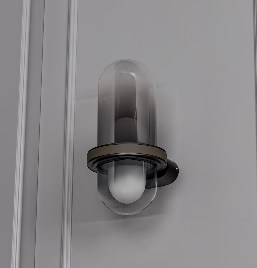 Kabil Single Smoked Glass Gray Wall Sconce 32 Cm - Heka Lighting & Trading Limited