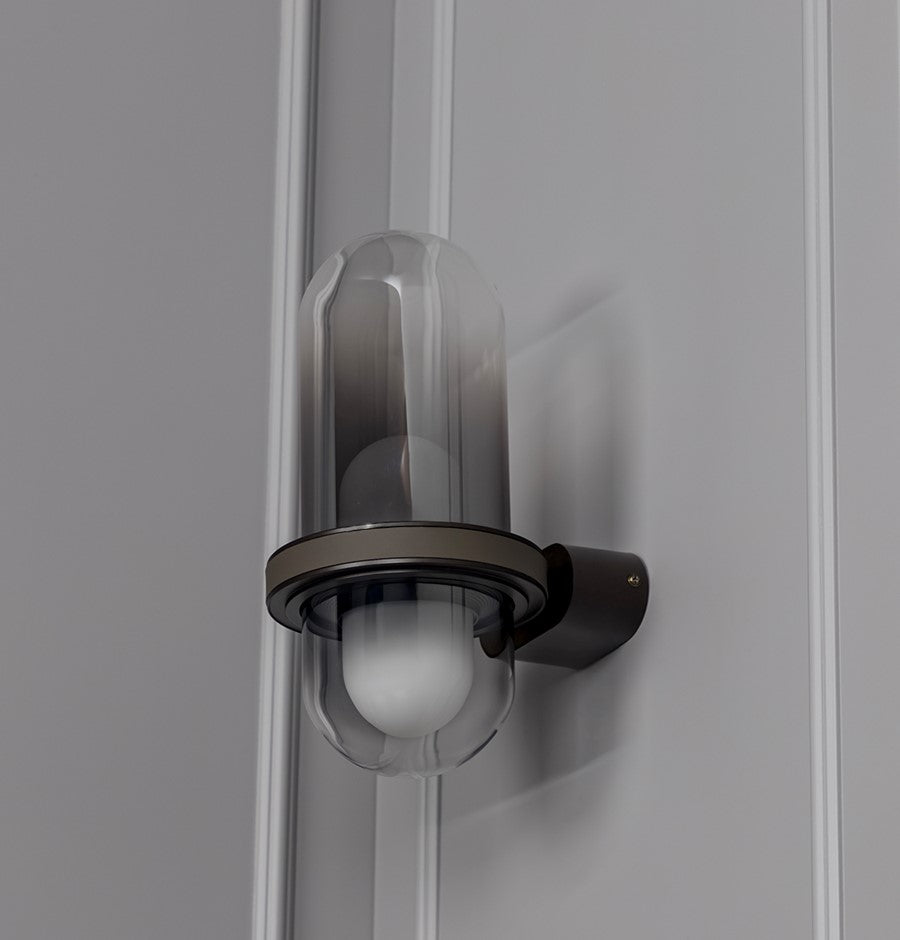 Kabil Single Smoked Glass Gray Wall Sconce 32 Cm - Heka Lighting & Trading Limited