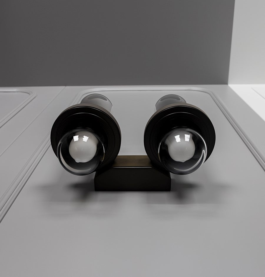 Kabil Double Smoked Glass Gray Wall Sconce 28 Cm - Heka Lighting & Trading Limited