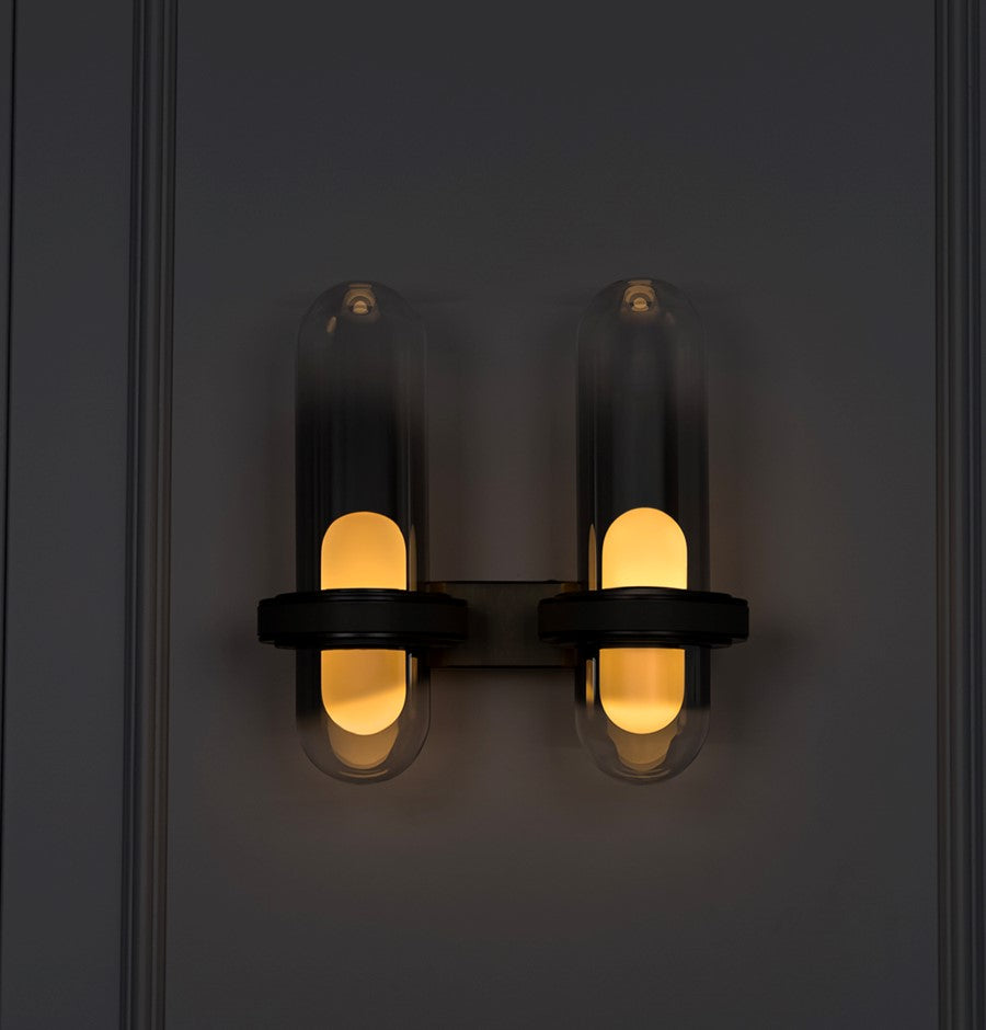 Kabil Double Smoked Glass Gray Wall Sconce 28 Cm - Heka Lighting & Trading Limited