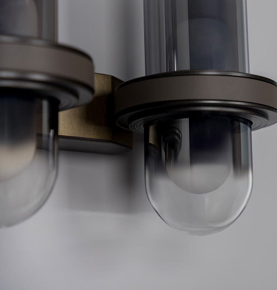 Kabil Double Smoked Glass Gray Wall Sconce 28 Cm - Heka Lighting & Trading Limited