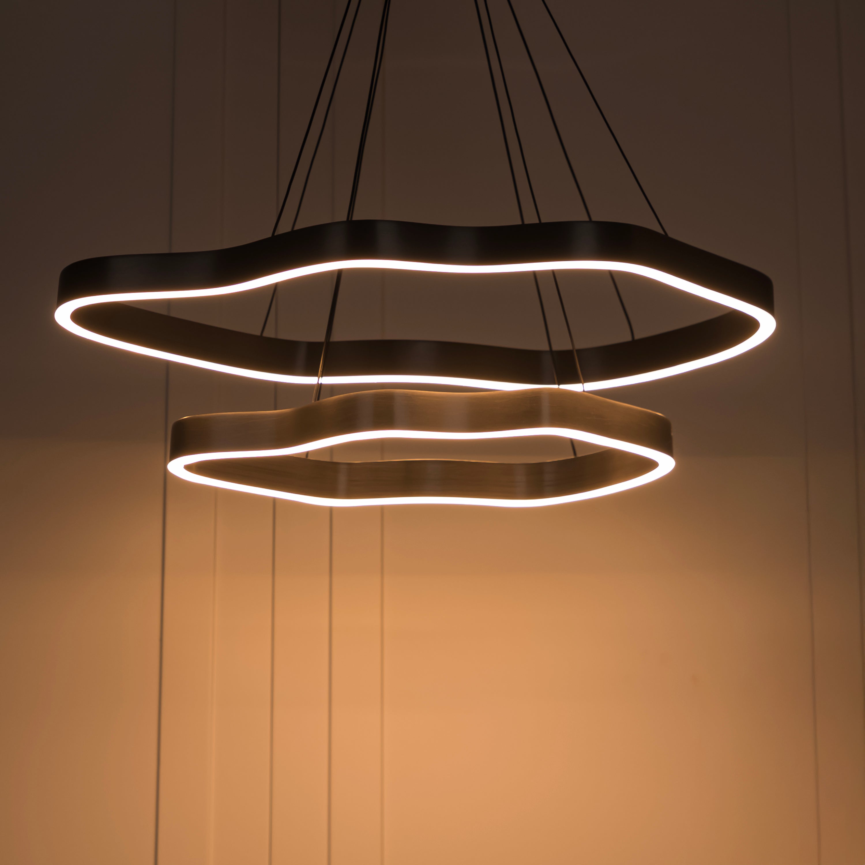 Marsis 2-Row Stainless Platinum Living Room Led Chandelier - Heka Lighting & Trading Limited