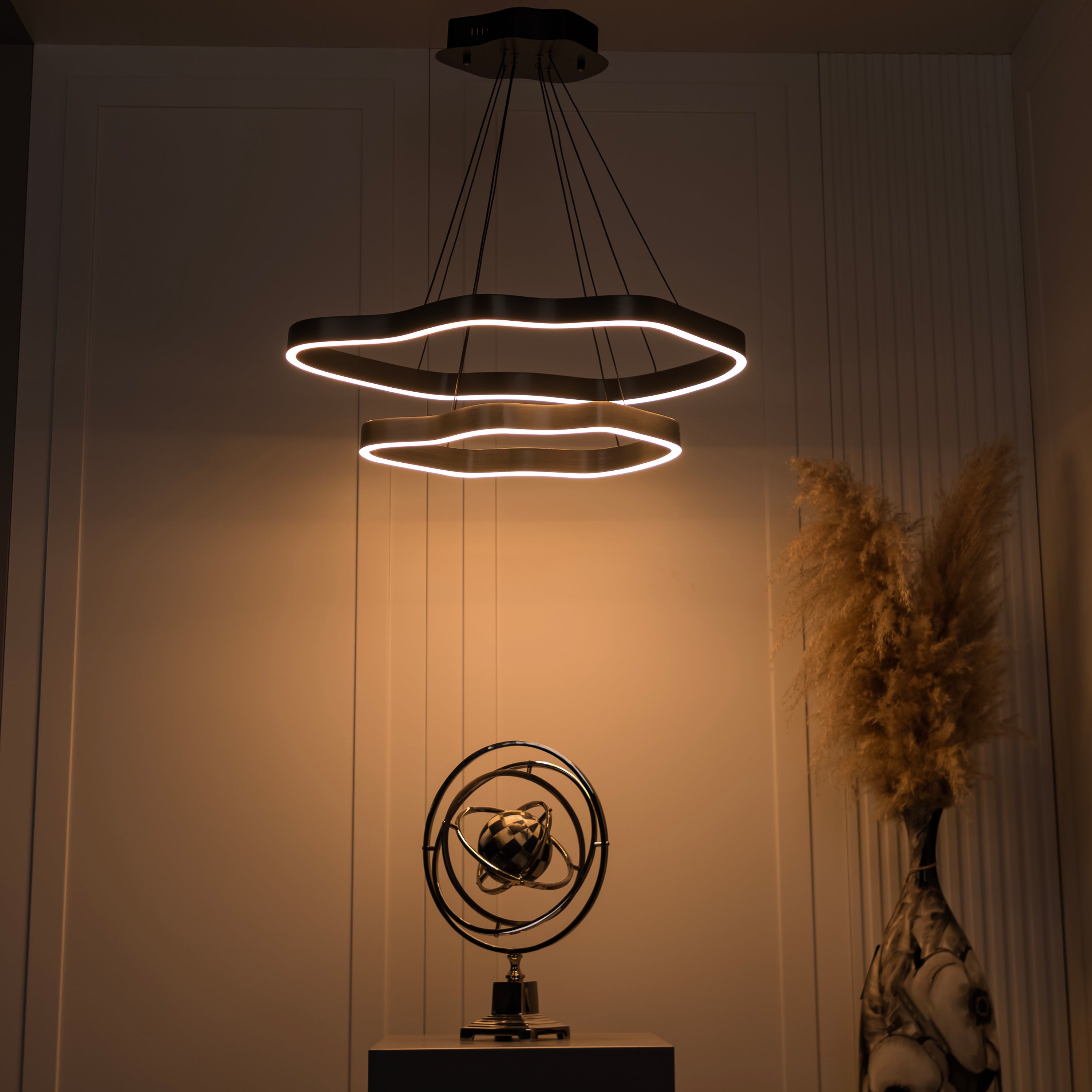 Marsis 2-Row Stainless Platinum Living Room Led Chandelier - Heka Lighting & Trading Limited