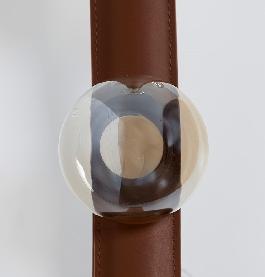 Kinşasa Brown Leather Three Honey Glass Wall Sconce - Heka Lighting & Trading Limited