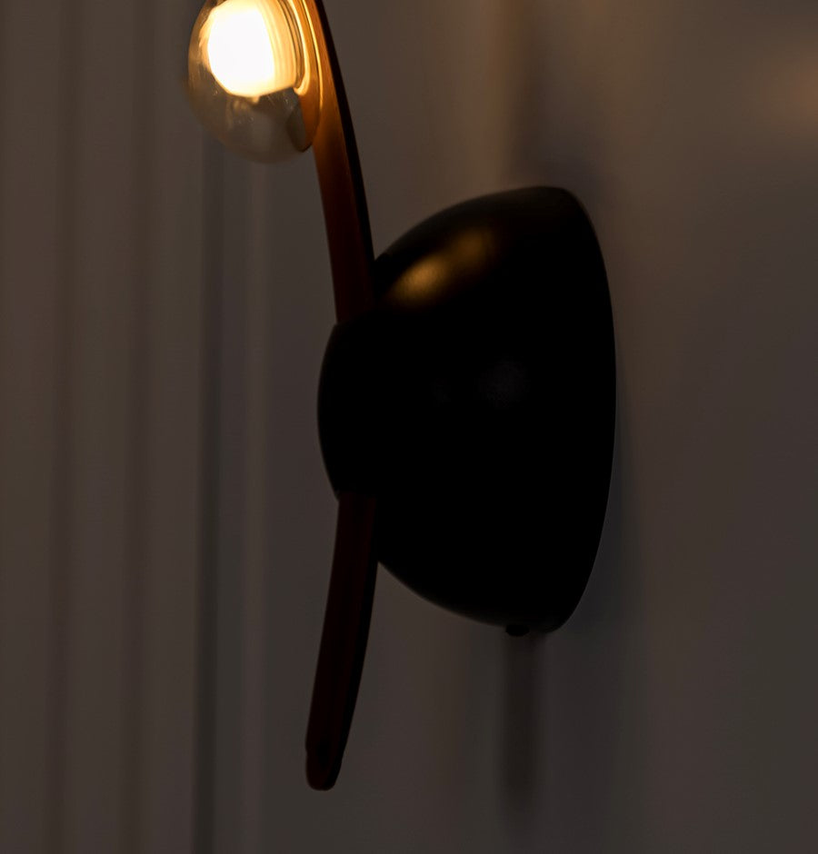 Kinşasa Brown Leather Three Honey Glass Wall Sconce - Heka Lighting & Trading Limited
