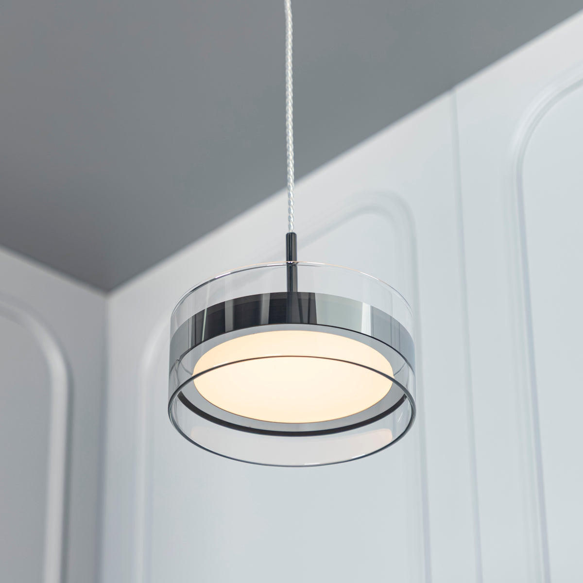Berlin Platinum Stainless Transparent Glass Pendant Light Chandelier 20 Cm