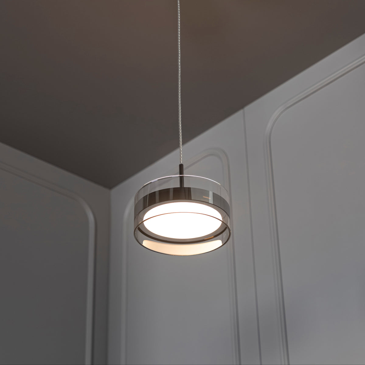 Berlin Platinum Stainless Transparent Glass Pendant Light Chandelier 20 Cm
