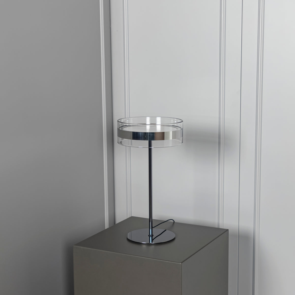 Berlin Platinum Stainless Transparent Glass Table Lamp