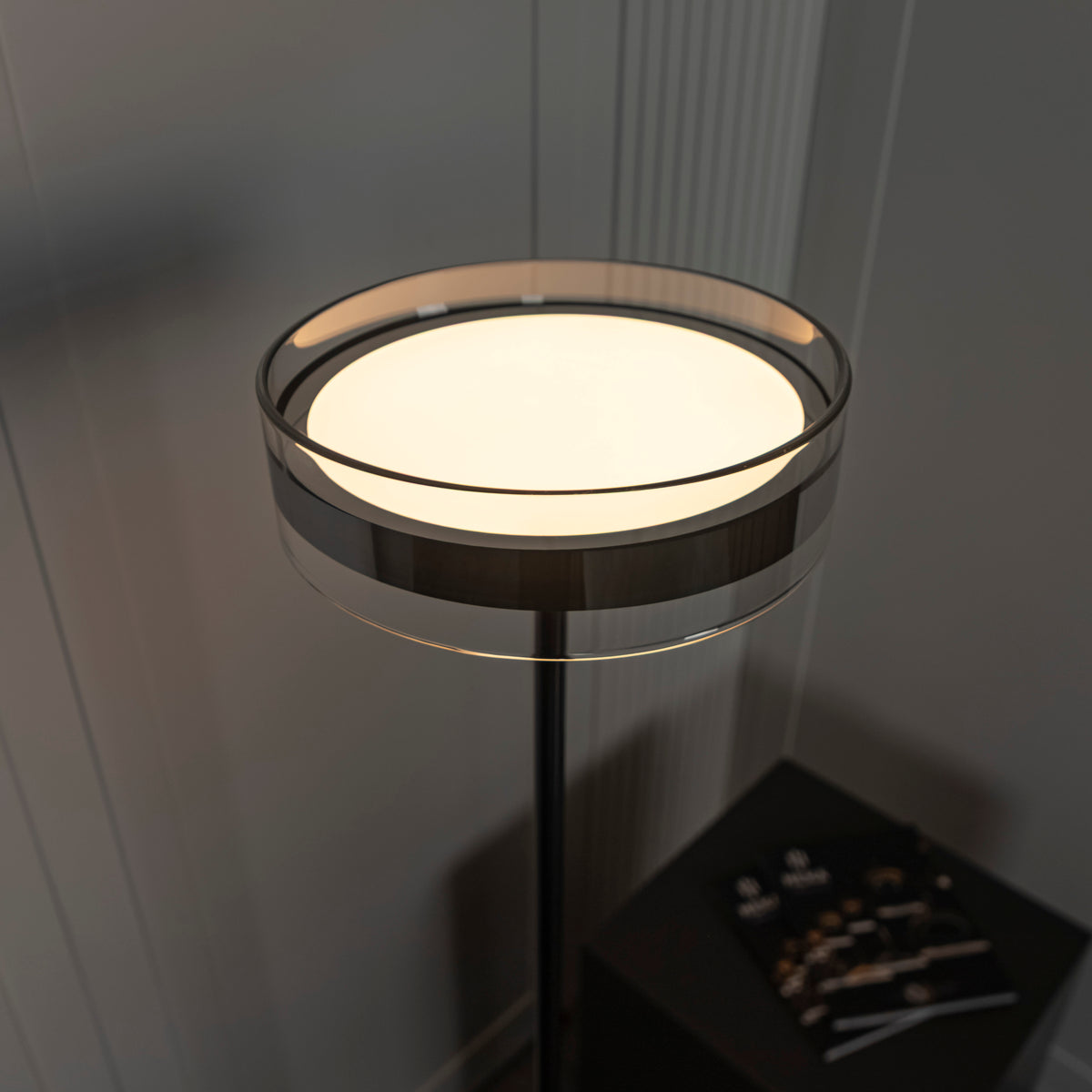 Berlin Platinum Stainless Transparent Glass Floor Lamp