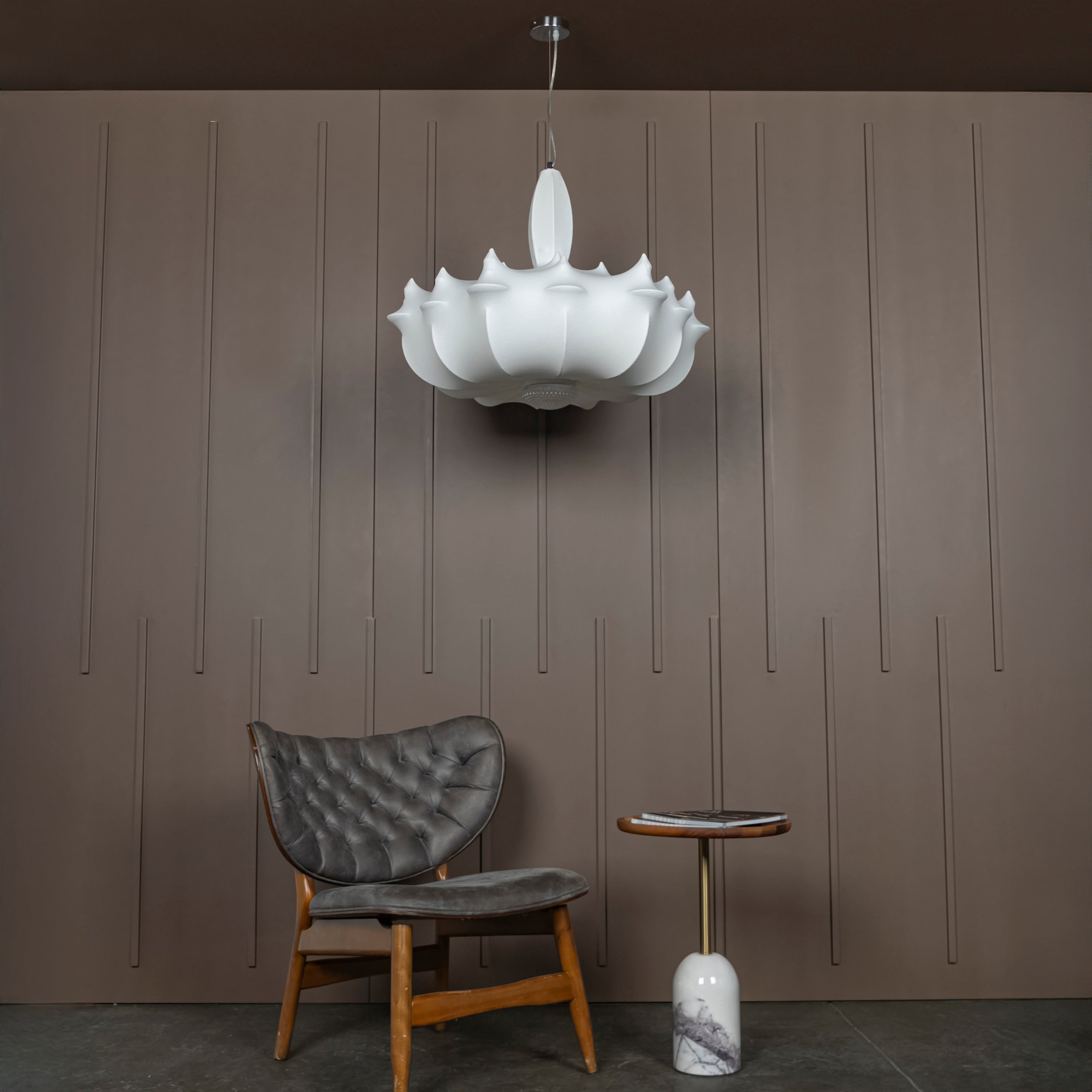 Epsilon Soft Touch White Transparent Pendant Light Chandelier 80 Cm
