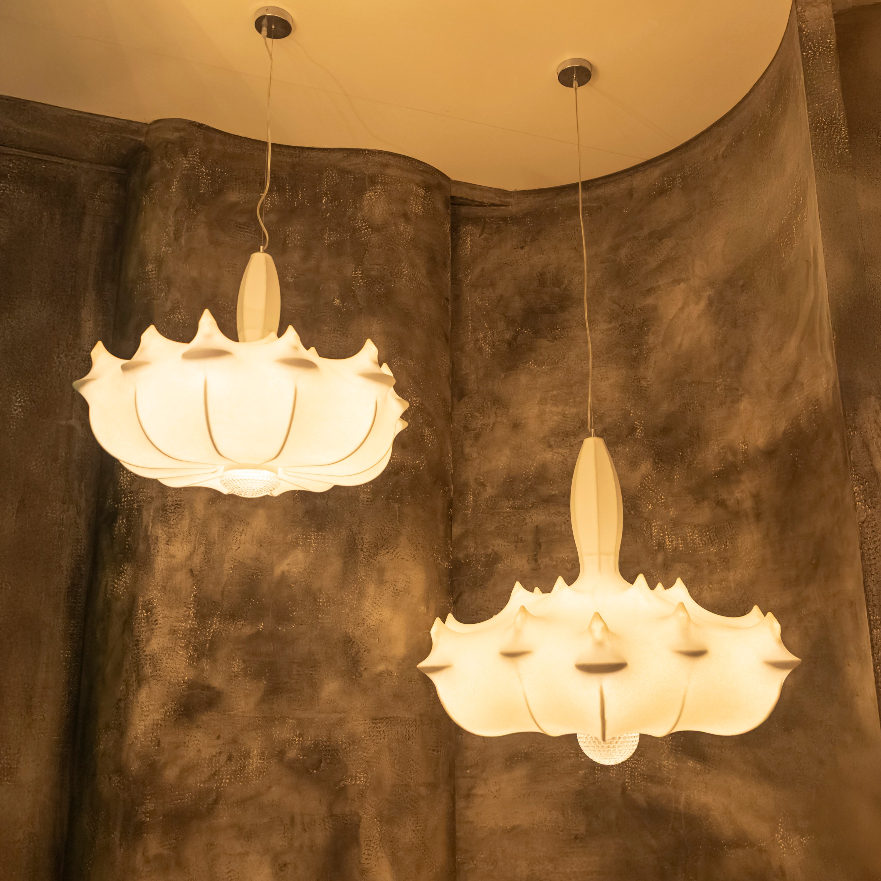 Epsilon Soft Touch White Transparent Pendant Light Chandelier 100 Cm