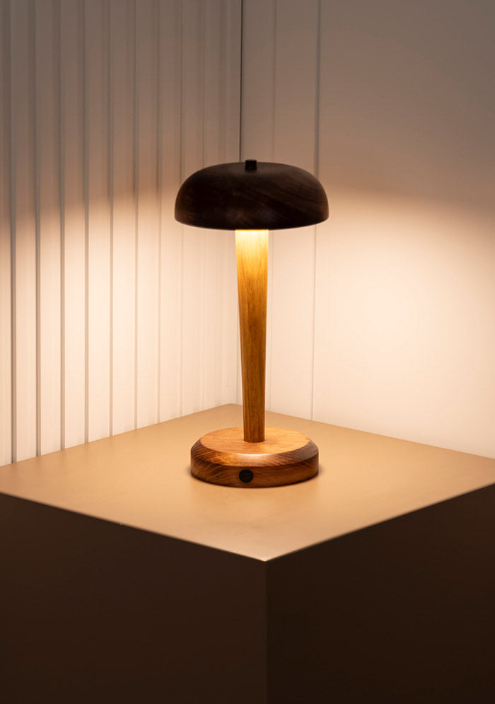 Portobello Wenge Rechargeable Touch Wood Table Lamp - Heka Lighting & Trading Limited