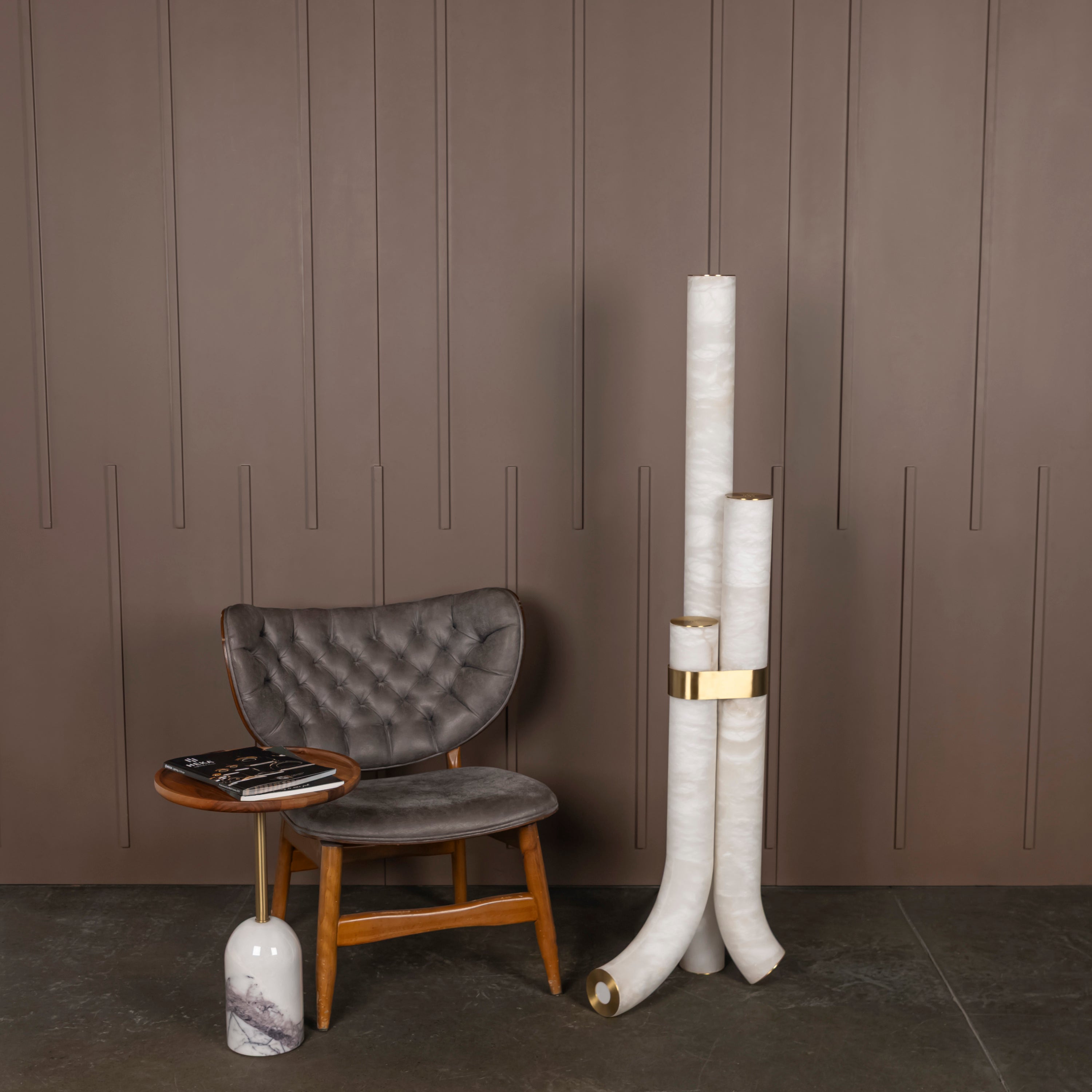 Capri Three Cylinder Marble Antique Led Floor Lamp - Heka Lighting & Trading Limited