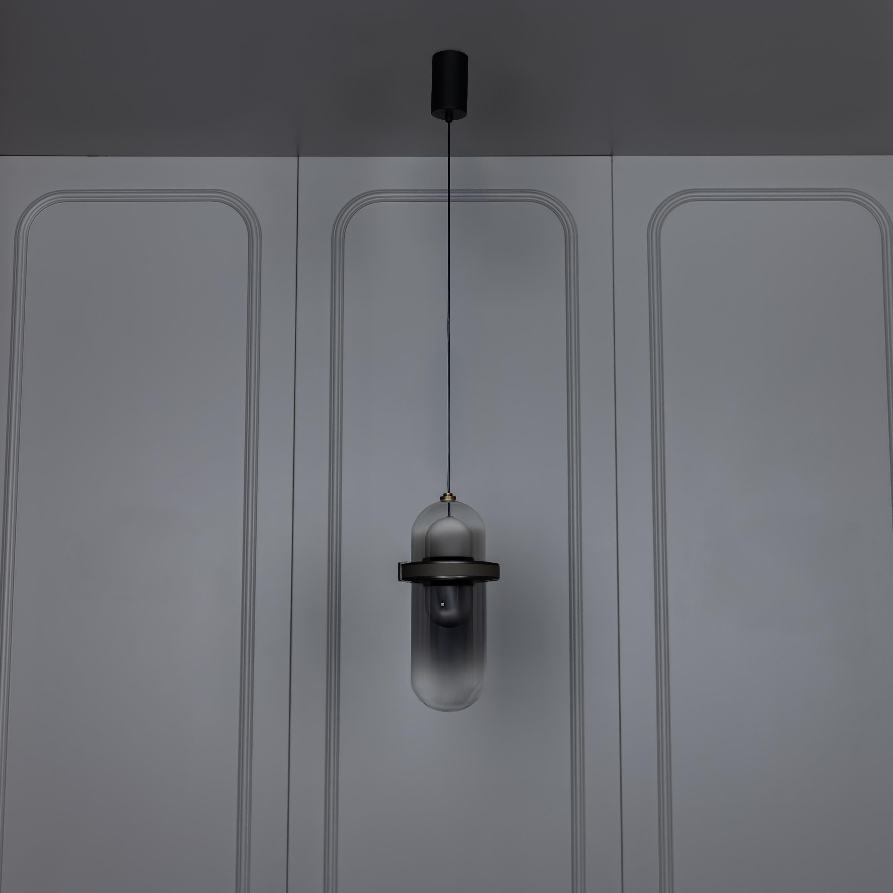 Kabil Single Smoked Glass Gray Pendant Light 28 Cm - Heka Lighting & Trading Limited