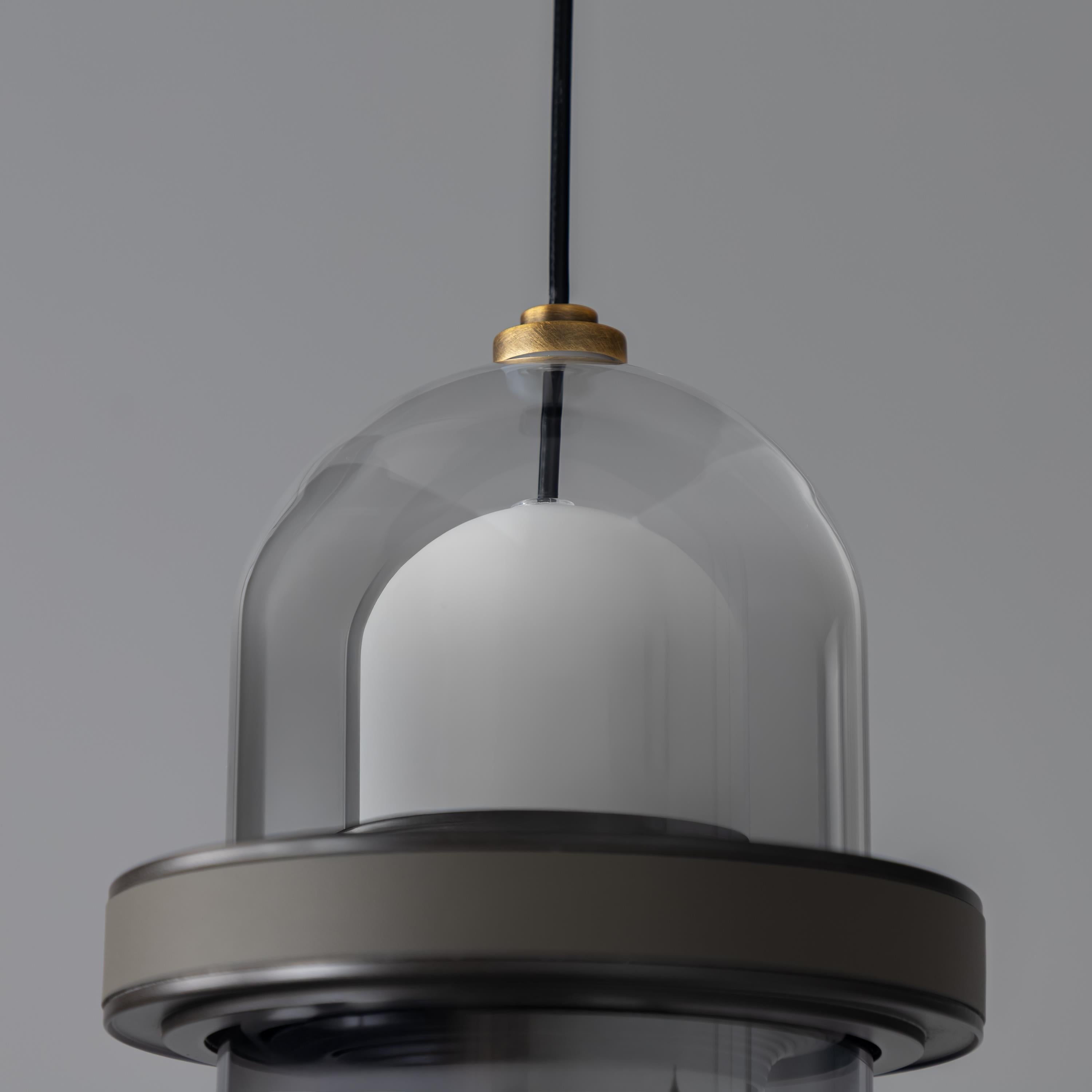 Kabil Single Smoked Glass Gray Pendant Light 28 Cm - Heka Lighting & Trading Limited