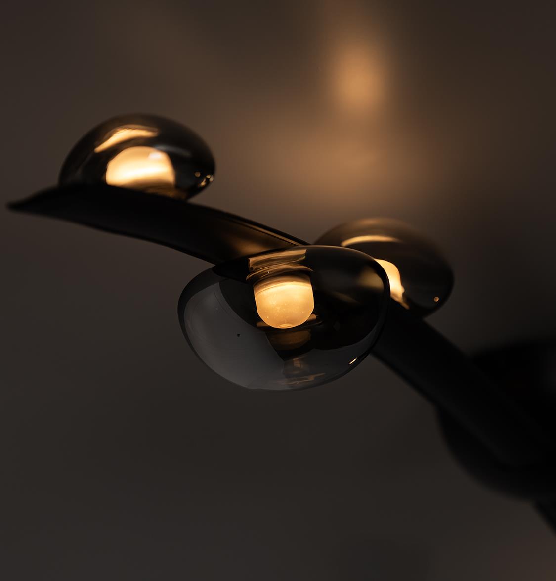 Kinþasa Black Leather Five Smoked Glass Flush Mount Ceiling Light - Heka Lighting & Trading Limited