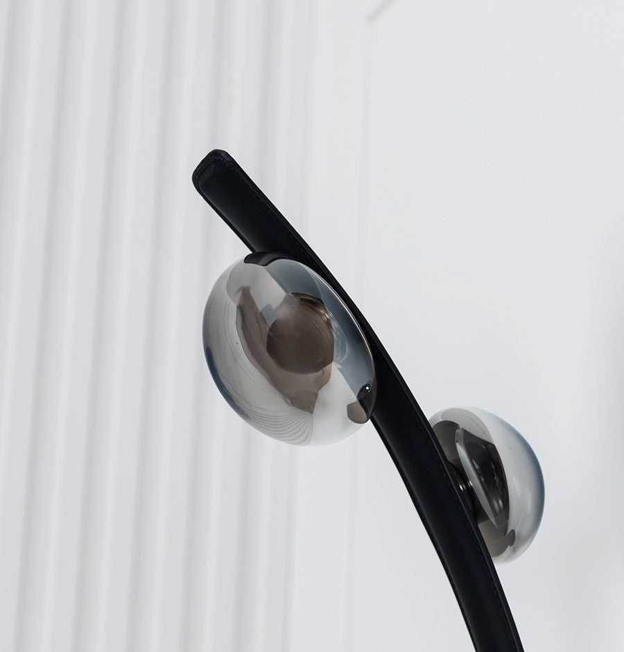 Kinshasa Black Leather Three Smoked Glass Wall Sconce - Heka Lighting & Trading Limited