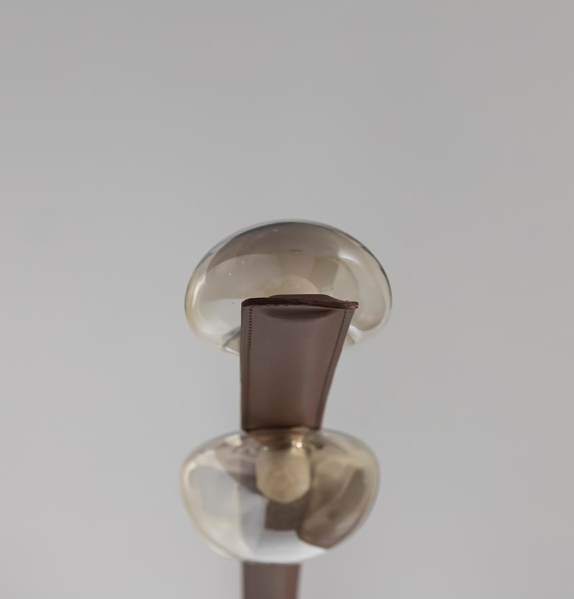 Kinshasa Brown Leather Four Honey Glass Flush Mount Ceiling Light - Heka Lighting & Trading Limited
