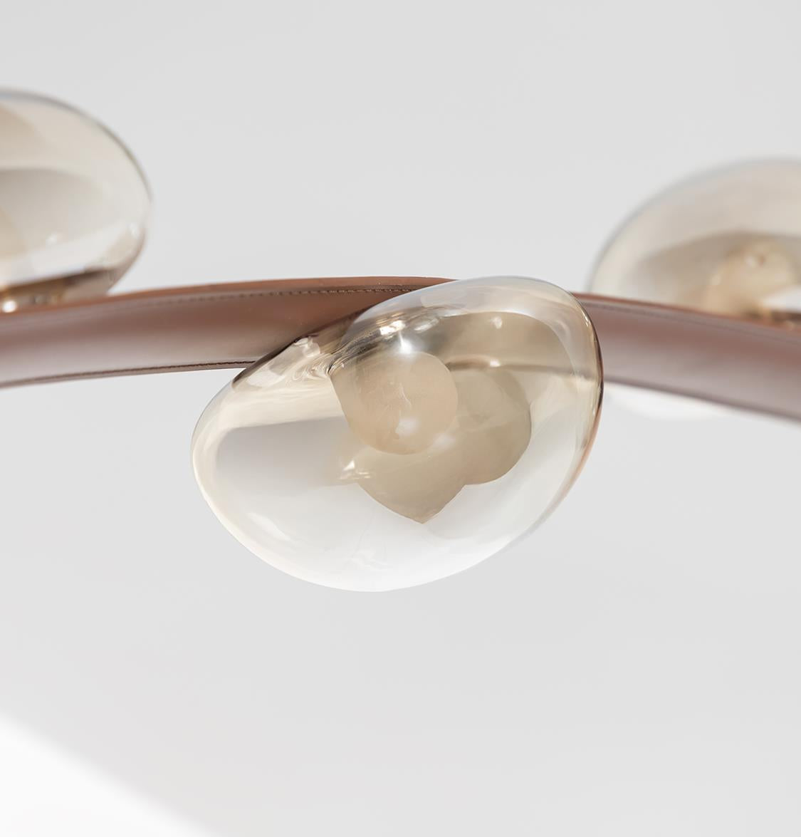 Kinshasa Brown Leather Four Honey Glass Flush Mount Ceiling Light - Heka Lighting & Trading Limited