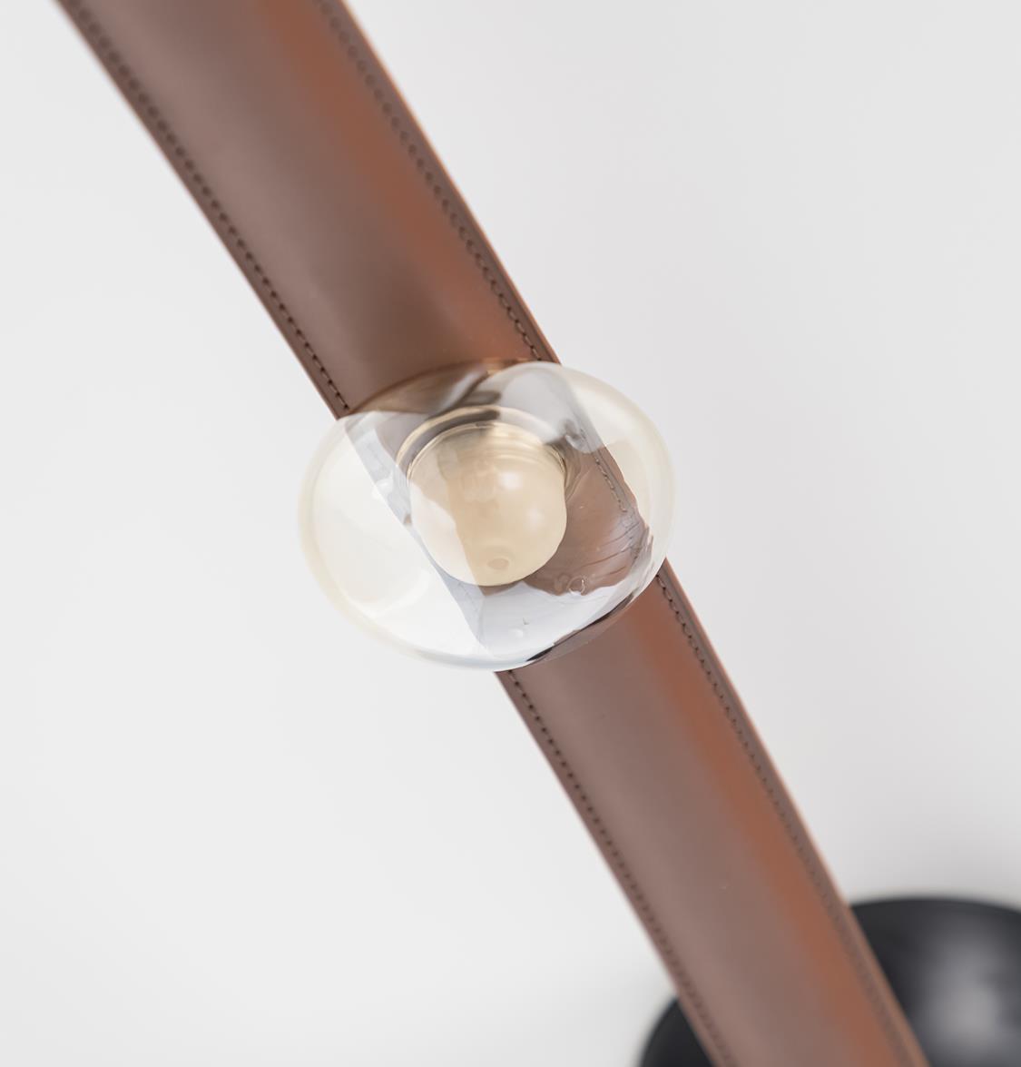 Kinshasa Brown Leather Four Honey Glass Flush Mount Ceiling Light - Heka Lighting & Trading Limited