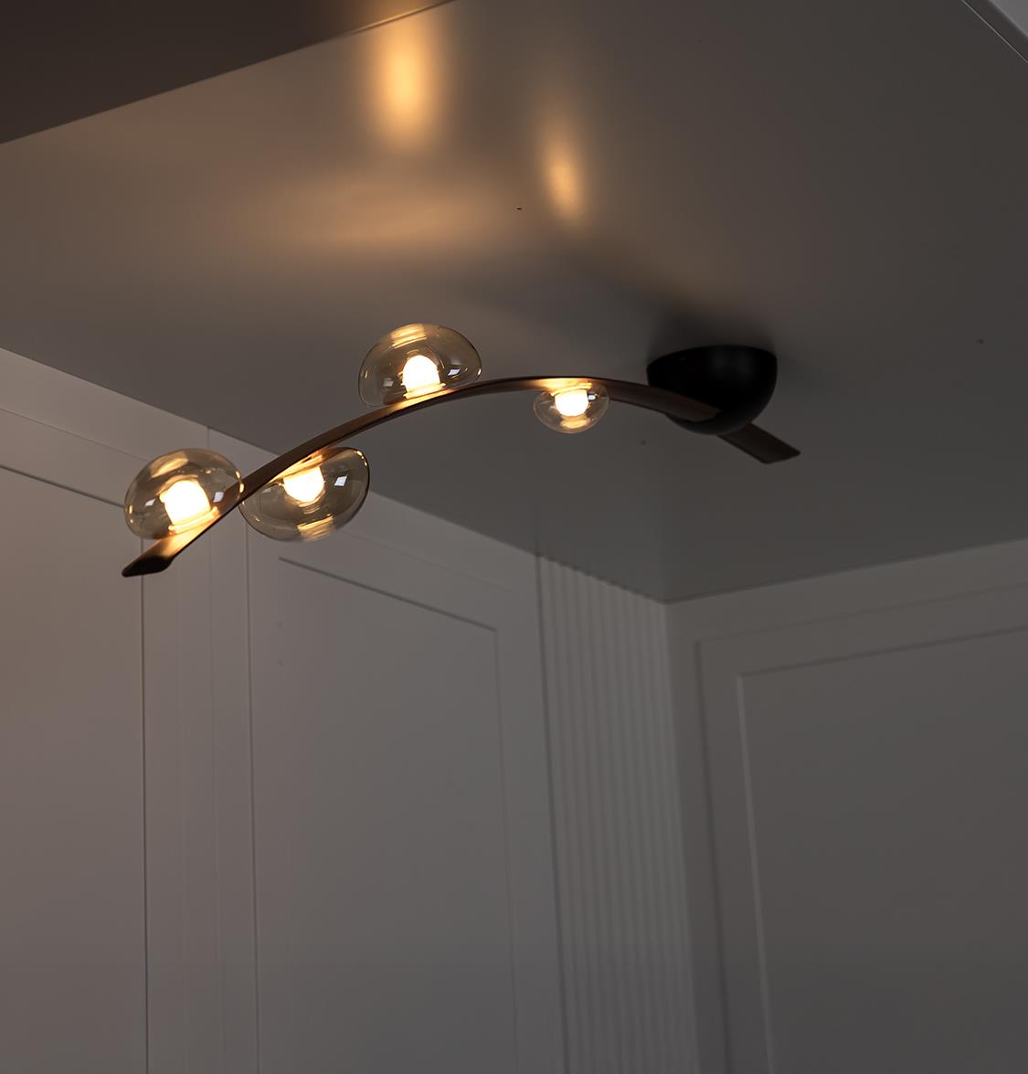 Kinshasa Brown Leather Four Honey Glass Flush Mount Ceiling Light - Heka Lighting & Trading Limited