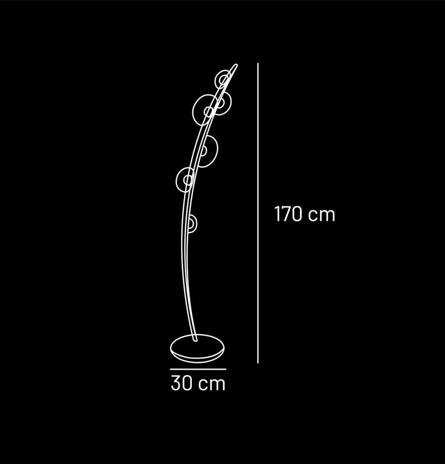 Labranda 6 Smoked Glass Black Leather Floor Lamp - Heka Lighting & Trading Limited