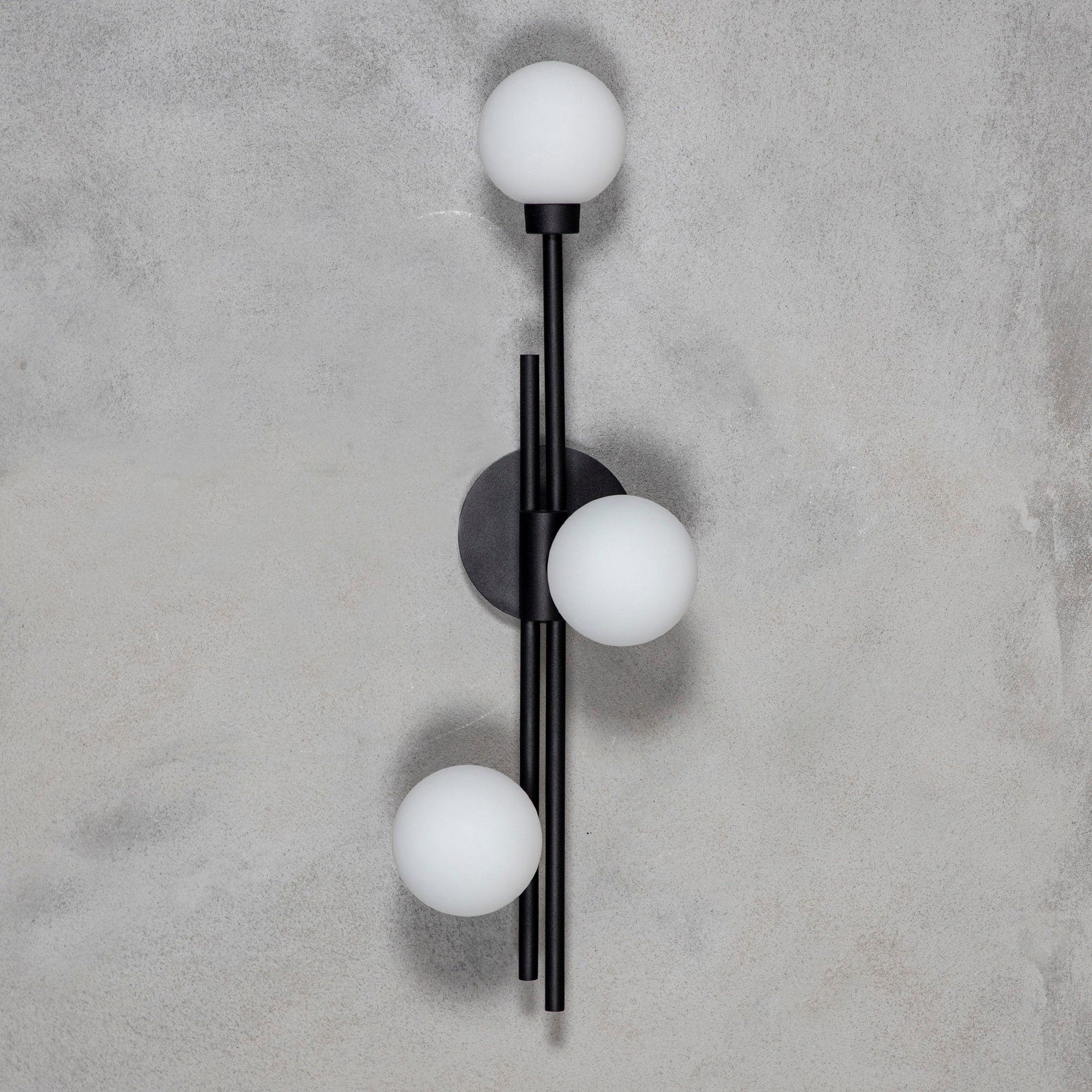 Likya Soft Three Glass Wall Sconce - Black - Heka Lighting & Trading Limited
