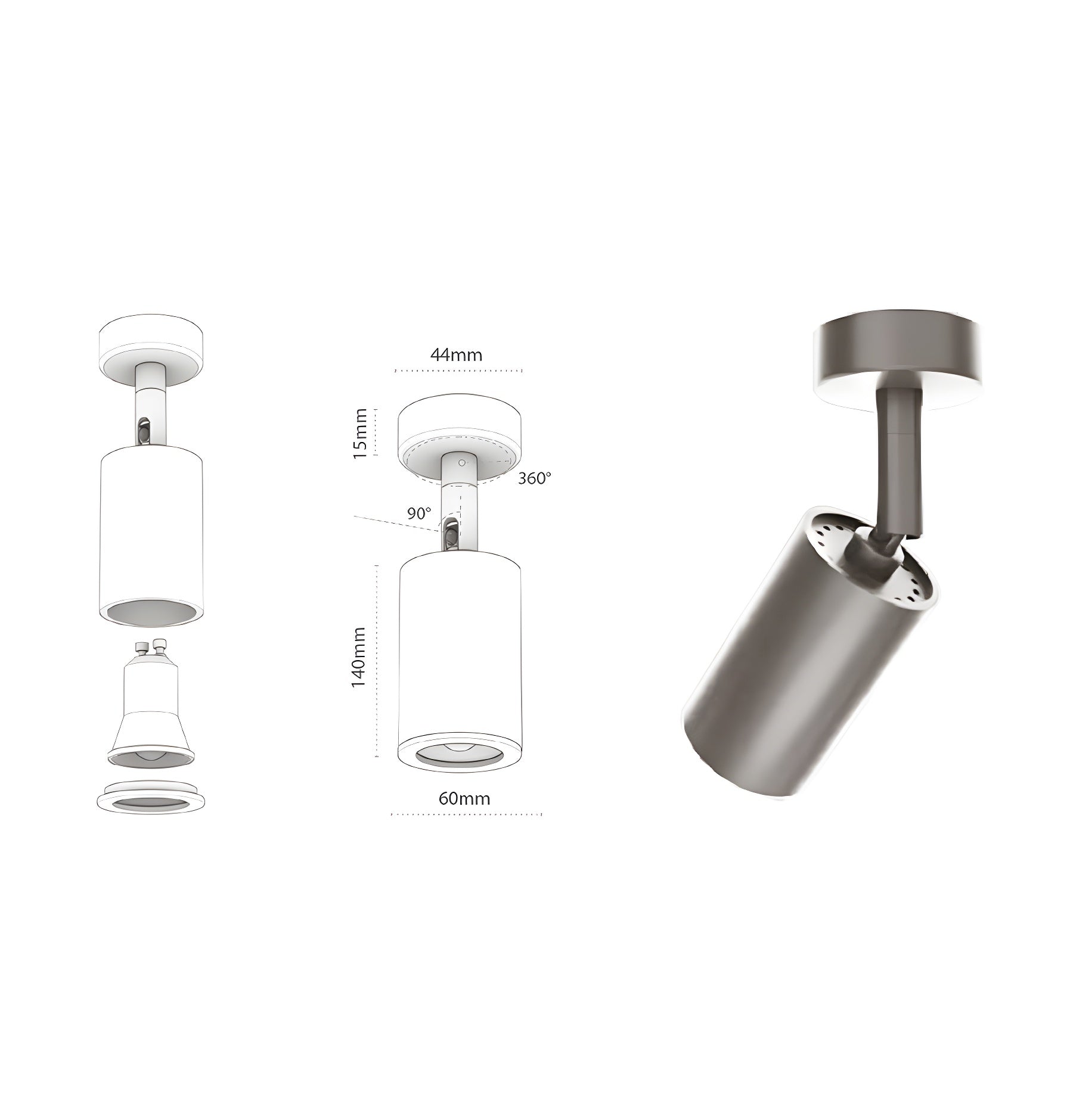 Mia Matte Chrome Flat Spotlight 6x14 Cm - Heka Lighting & Trading Limited