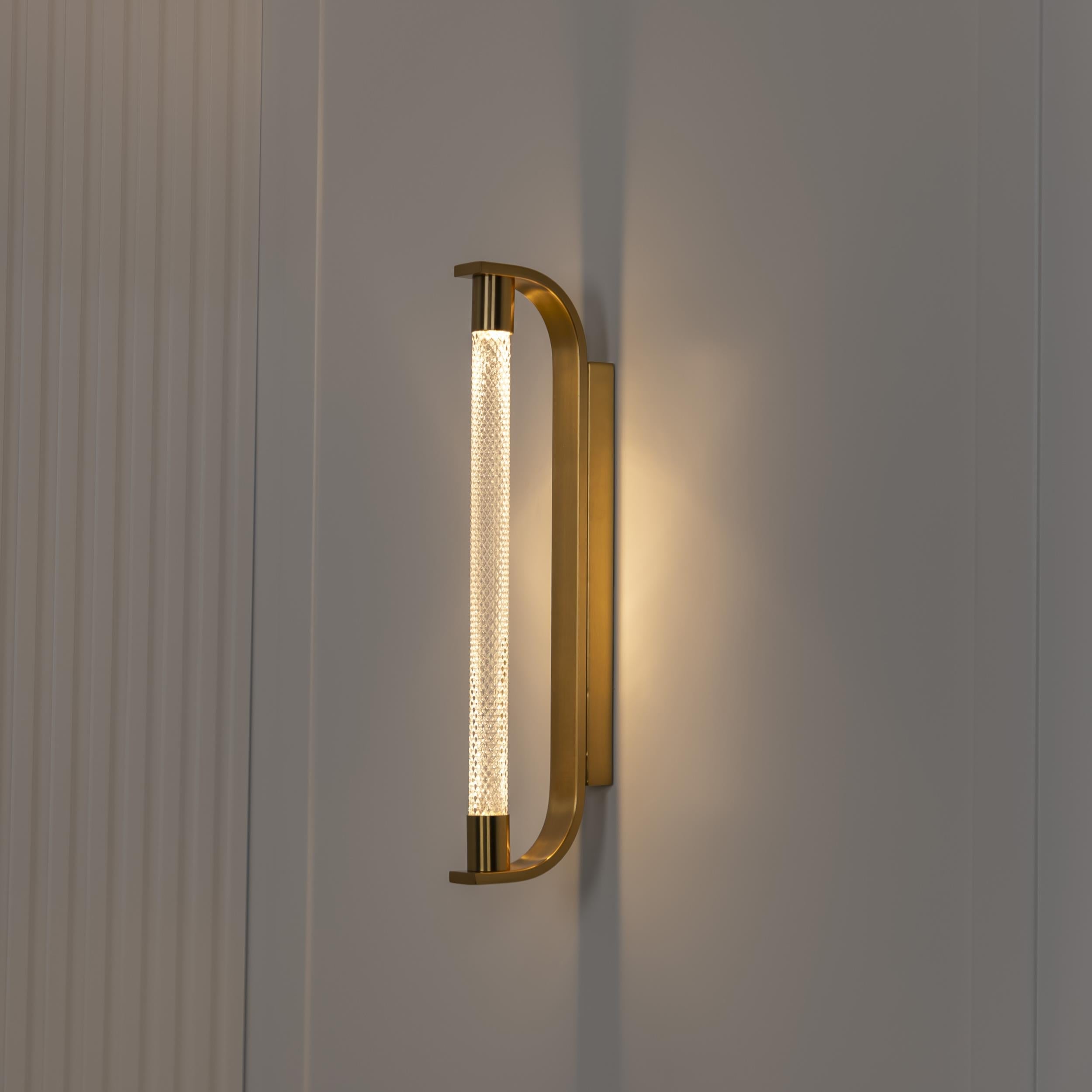 Mira Transparent Glass Brushed Brass Led Wall Sconce - Heka Lighting & Trading Limited