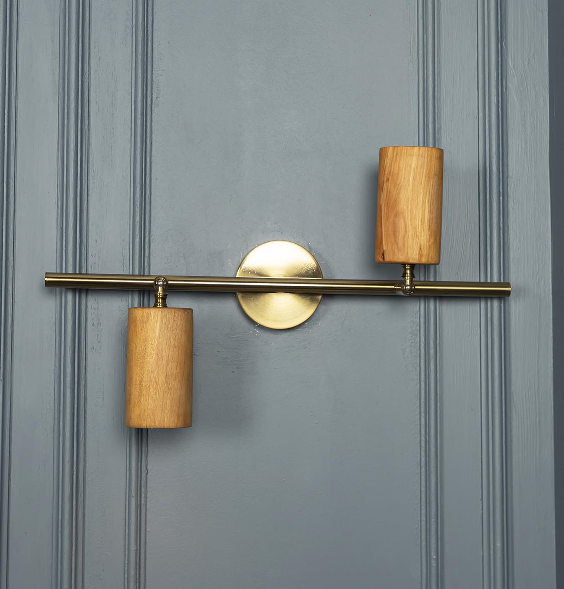 Niagara Set Of 2 Wood Brushed Brass Wall Sconce - Heka Lighting & Trading Limited