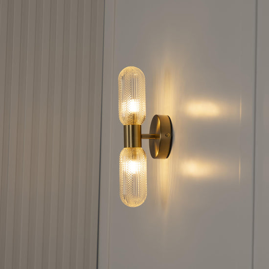 Ottava Set Of 2 Transparent Brushed Bruss Wall Sconce