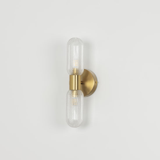 Ottava Set Of 2 Transparent Brushed Bruss Wall Sconce