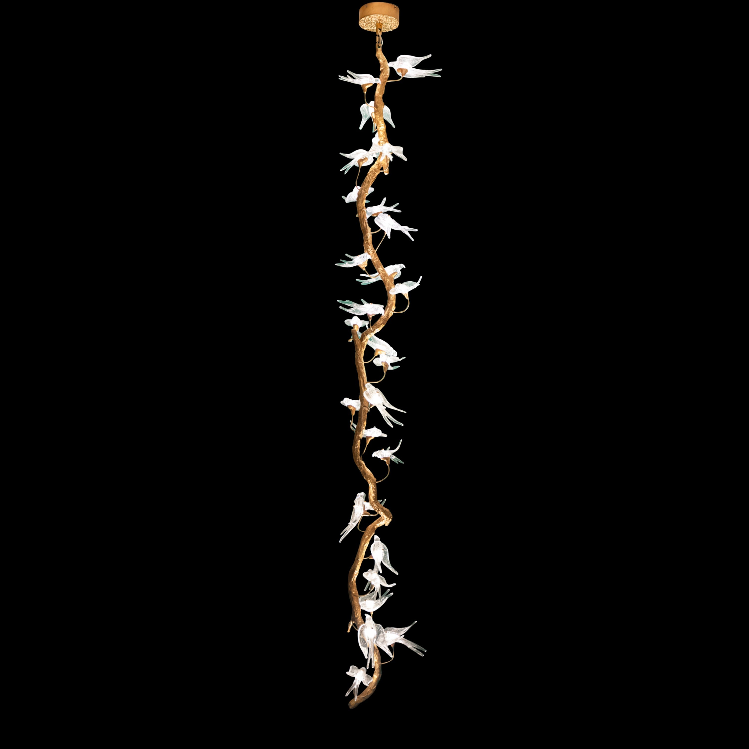 Peru Brass Transparent Swallow Glass Chandelier 300Cm - Heka Lighting & Trading Limited