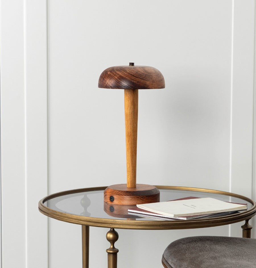 Portobello Wenge Rechargeable Touch Wood Table Lamp - Heka Lighting & Trading Limited