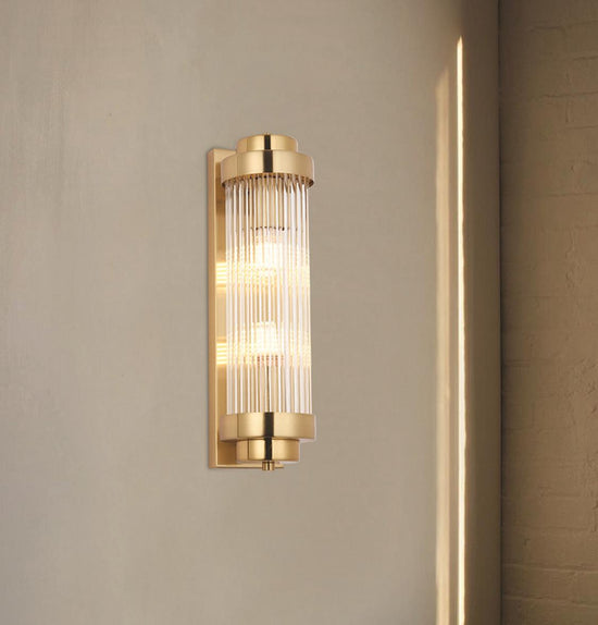 Sümela Brushed Brass Glass Wall Sconce 40 Cm