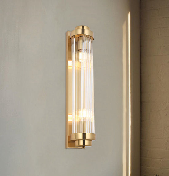 Sümela Brushed Brass Glass Wall Sconce 60 Cm