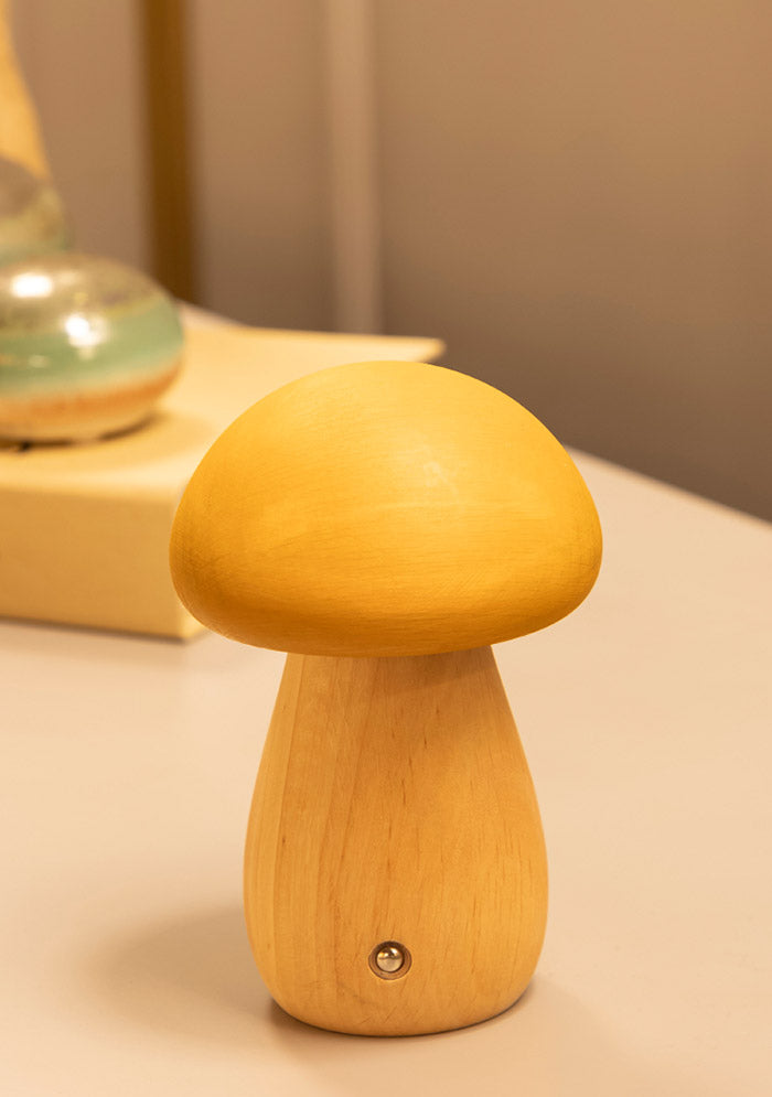 Shaggy Yellow Wood Mushroom Table Lamp - Heka Lighting & Trading Limited