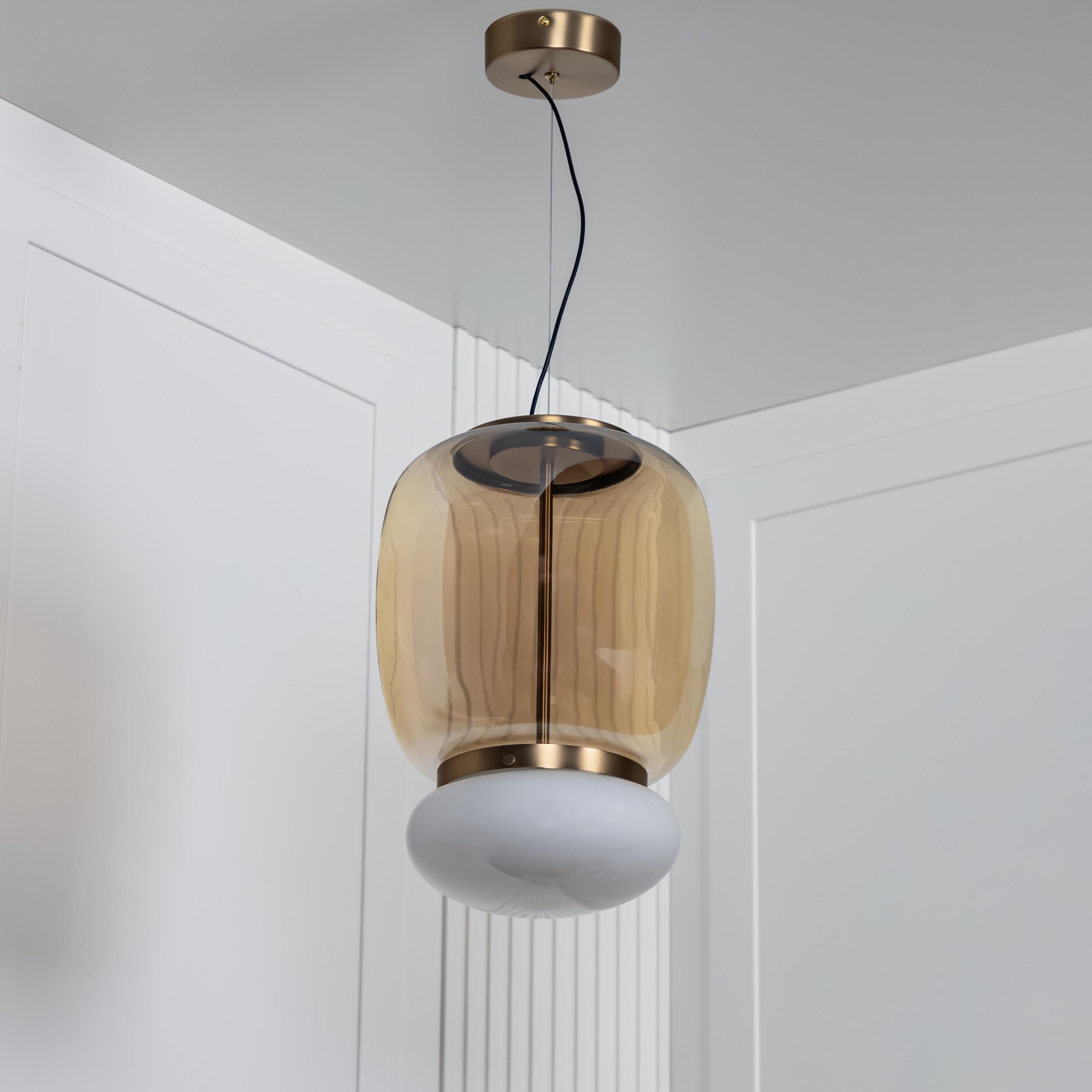 Salvador Honey & White Glass Antique Pendant Light 40 Cm - Heka Lighting & Trading Limited