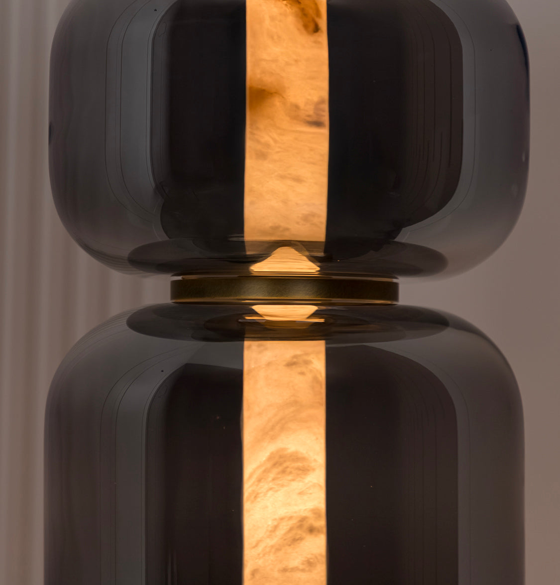 Seul Four Smoked Glass Brushed Brass Marble Floor Lamp - Heka Lighting & Trading Limited