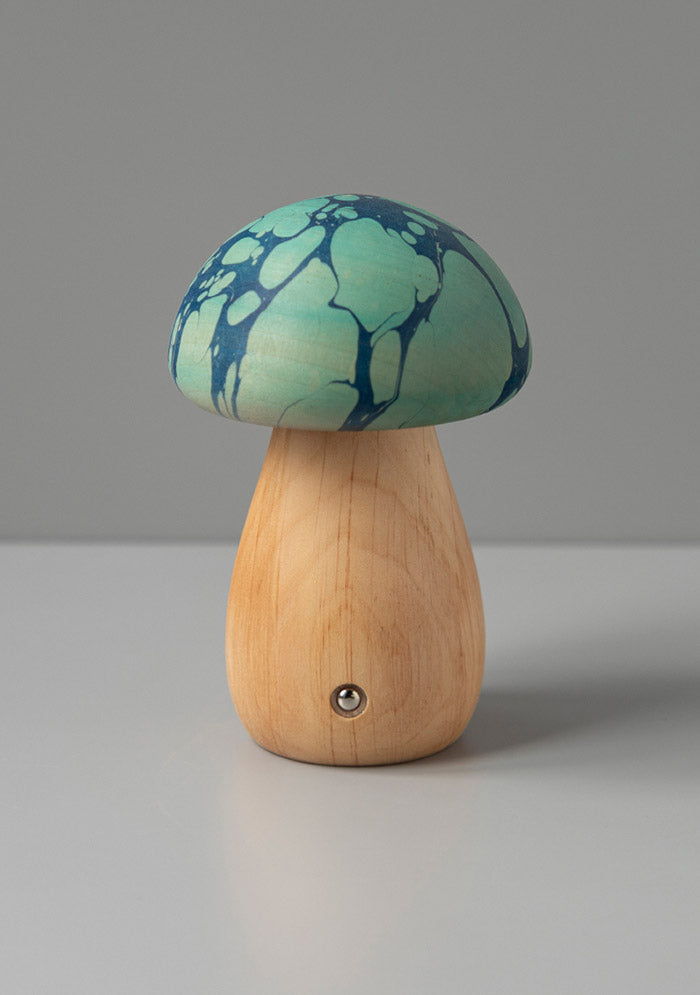 Shaggy Blue Ebru Wood Mushroom Table Lamp - Heka Lighting & Trading Limited