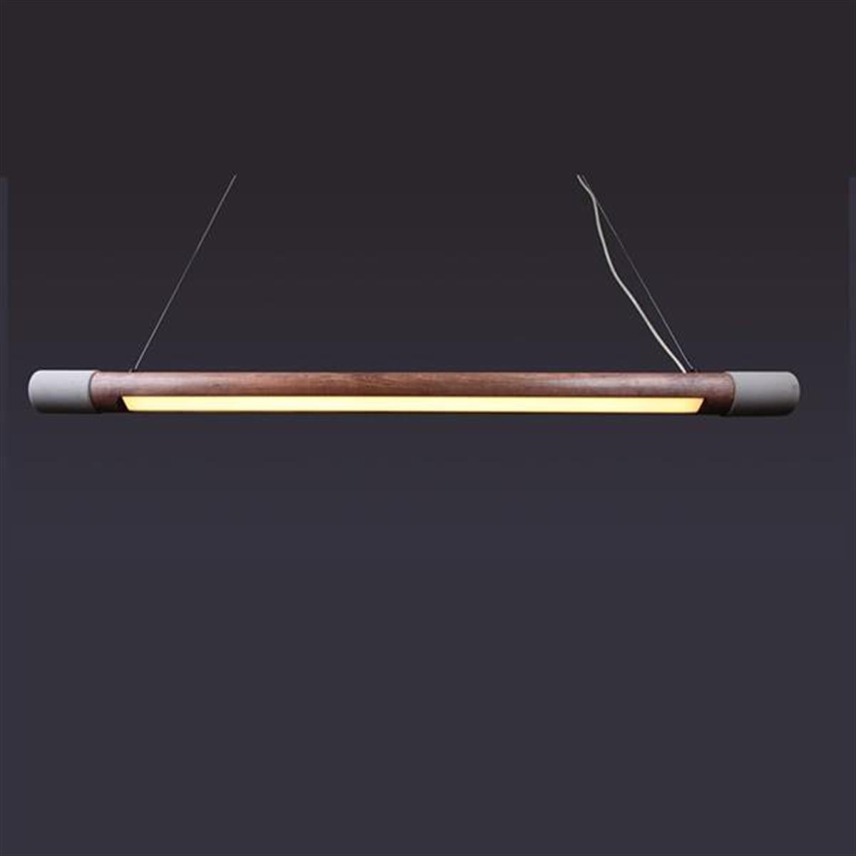 Tochi Linear Wood Concrete Pendant Light 120 Cm - Heka Lighting & Trading Limited