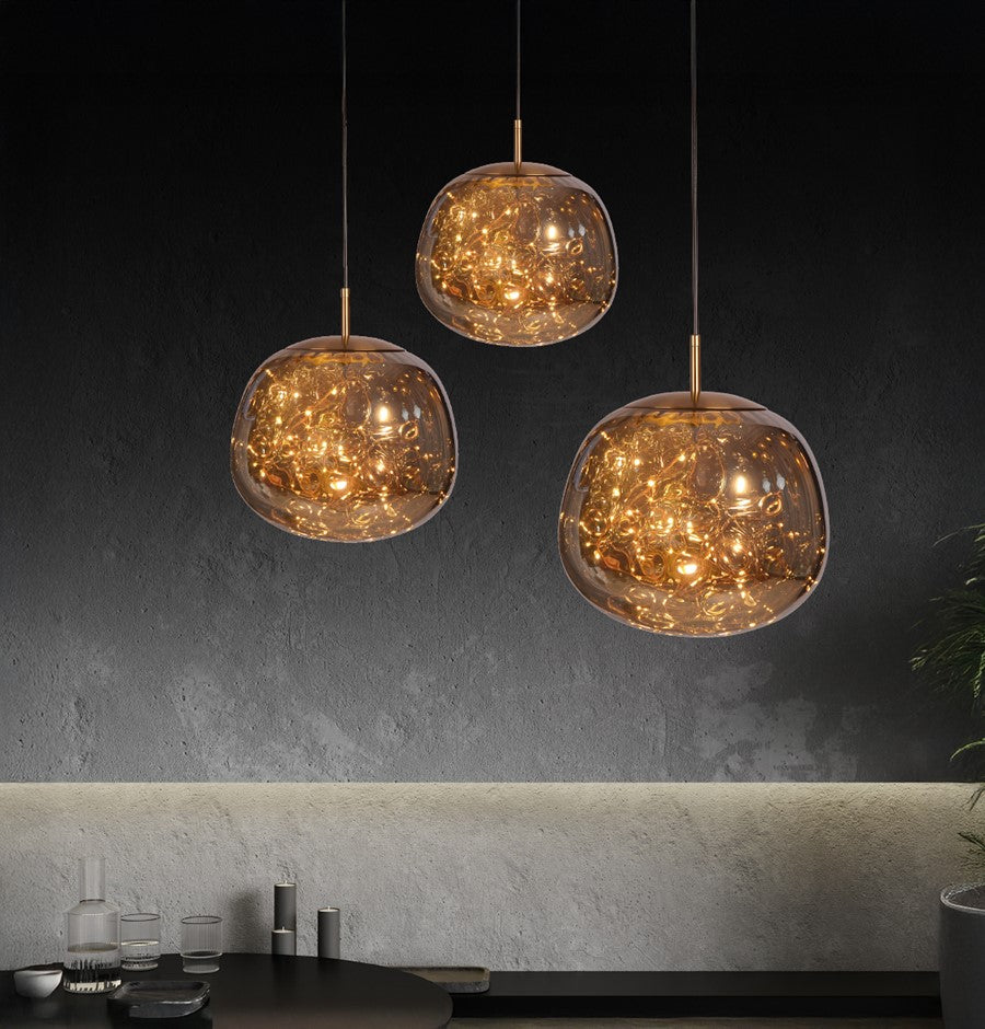 Vienna Meteorite Smoked Antique Glass Led Pendant Light Chandelier 30 Cm - Heka Lighting & Trading Limited