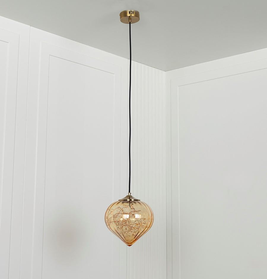 Viyana Teardrop Honey Glass Antique Pendant Light Chandelier 24 Cm - Heka Lighting & Trading Limited
