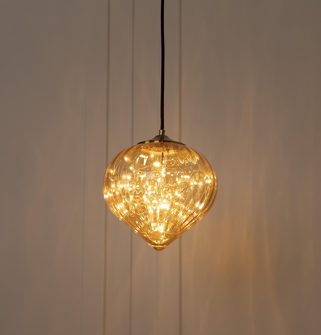Viyana Teardrop Honey Glass Antique Pendant Light Chandelier 24 Cm - Heka Lighting & Trading Limited