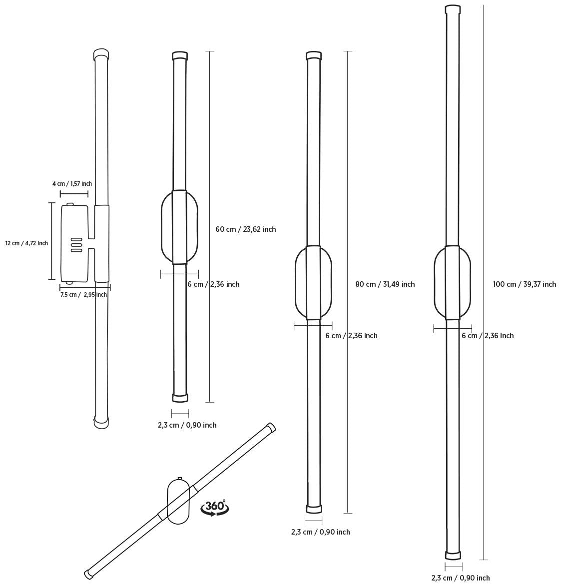 Akra Antique Led Wall Sconce 80 Cm - Heka Lighting & Trading Limited